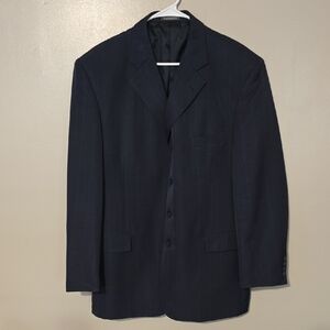 Vanetti Blazer Mens 44 Regular Black Dark Gray Sport Coat Jacket Light Stripe